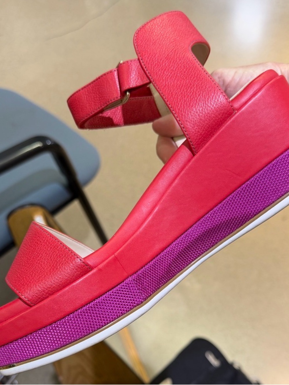 Women's Red Platform Sandals with Purple Midsole Trim